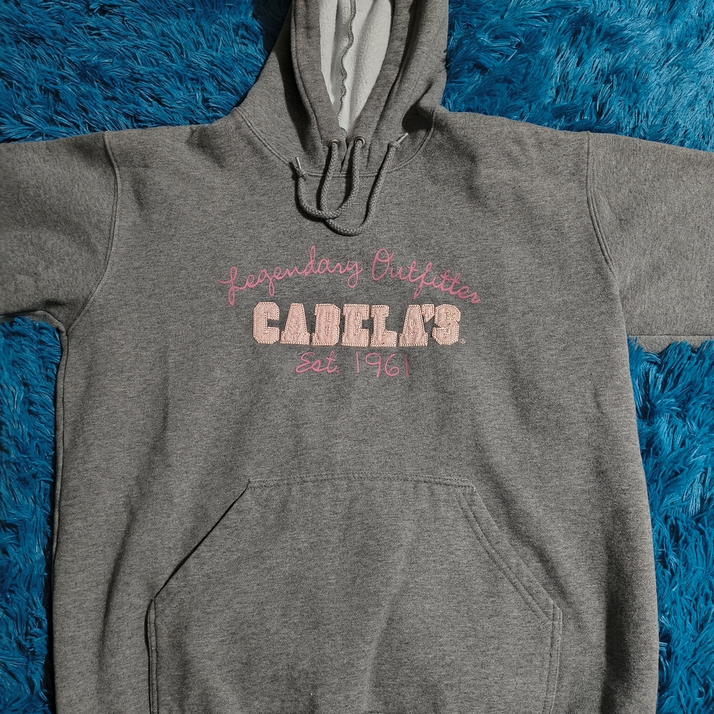 Cabela's Gray Hoodie with Pink Embroidery